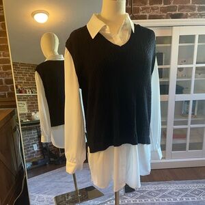 Adrianna Papell Best Sweater with Built-In Blouse - Sz M